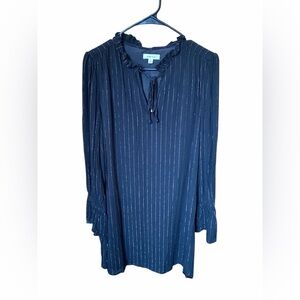 Gilli Black Metallic Gold Stripe Midi Dress- Small